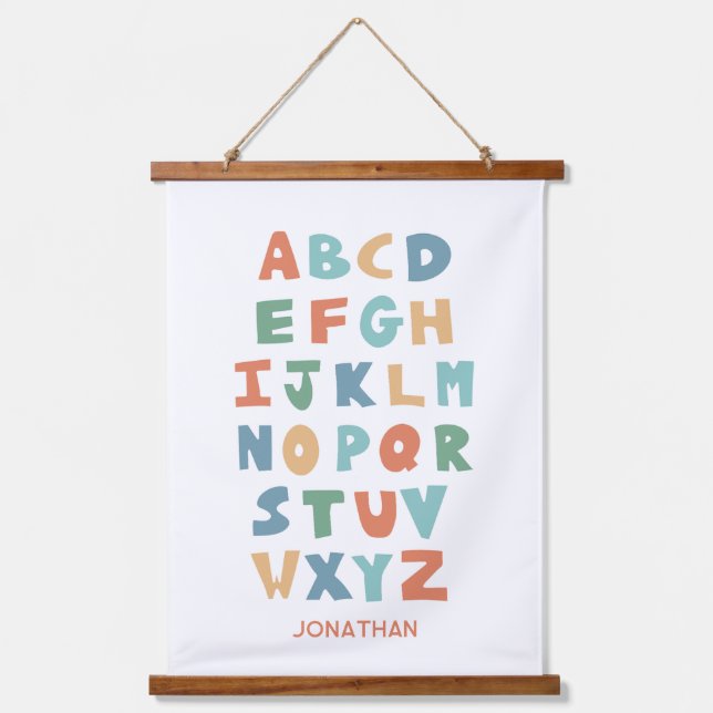 Modern ABC Alphabet Personalized Classroom Poster Hanging Tapestry (Front)