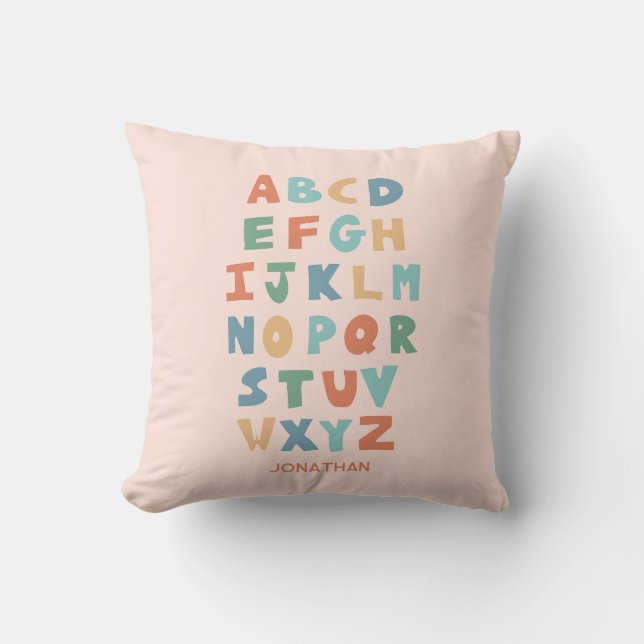 Modern ABC Alphabet Personalized cute kids decor Throw Pillow (Front)