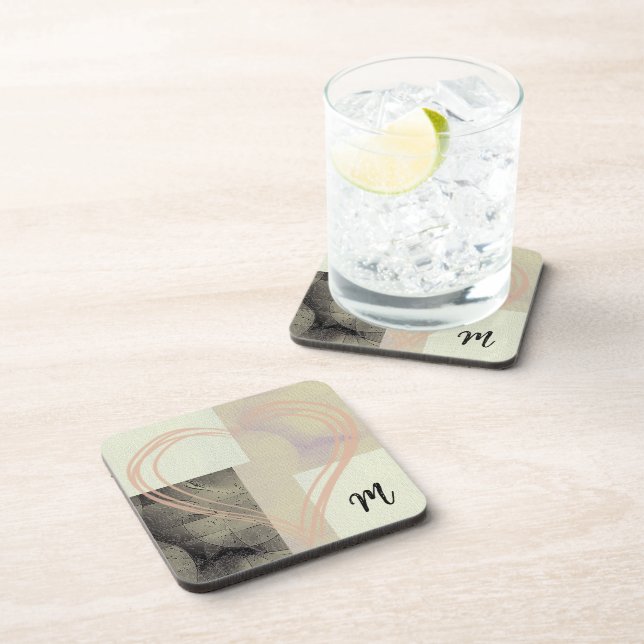 Modern Abrstract Black White And Grey  Coaster (Right Side)