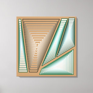 Modern Abstract - 3-d Pyramids, Taupe and Silver Canvas Print