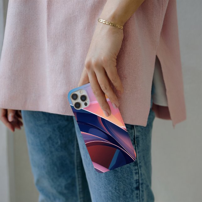Modern Abstract 3D Metallic Blue, Peach, and Pink  Case-Mate iPhone Case (Creator Uploaded)