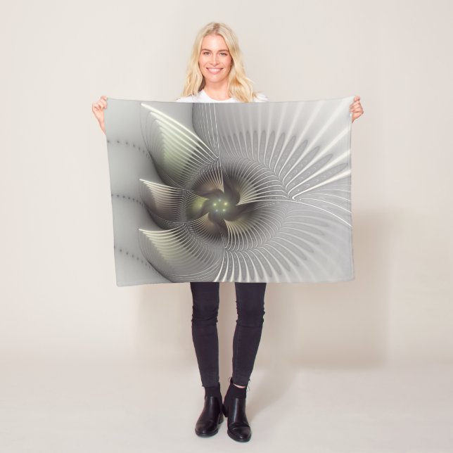Modern Abstract 3D Shape Fractal Art Fleece Blanket (In Situ)