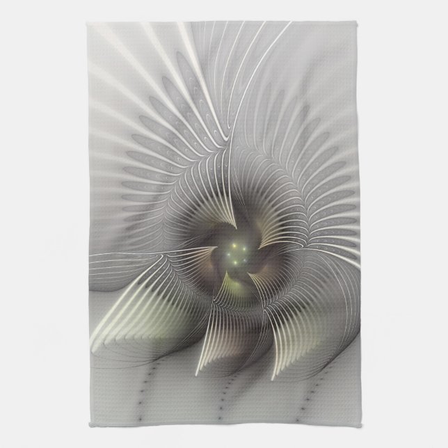 Modern Abstract 3D Shape Fractal Art Kitchen Towel (Vertical)