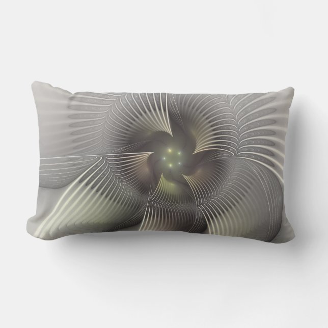 Modern Abstract 3D Shape Fractal Art Lumbar Pillow (Front)