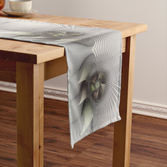Modern Abstract 3D Shape Fractal Art Short Table Runner (In Situ)