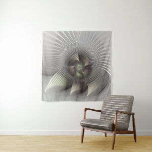 Modern Abstract 3D Shape Fractal Art Tapestry