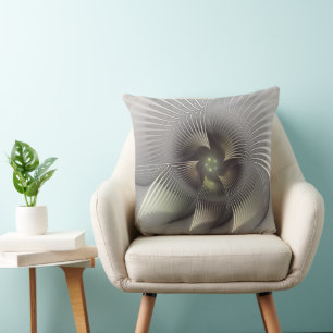Modern Abstract 3D Shape Fractal Art Throw Pillow