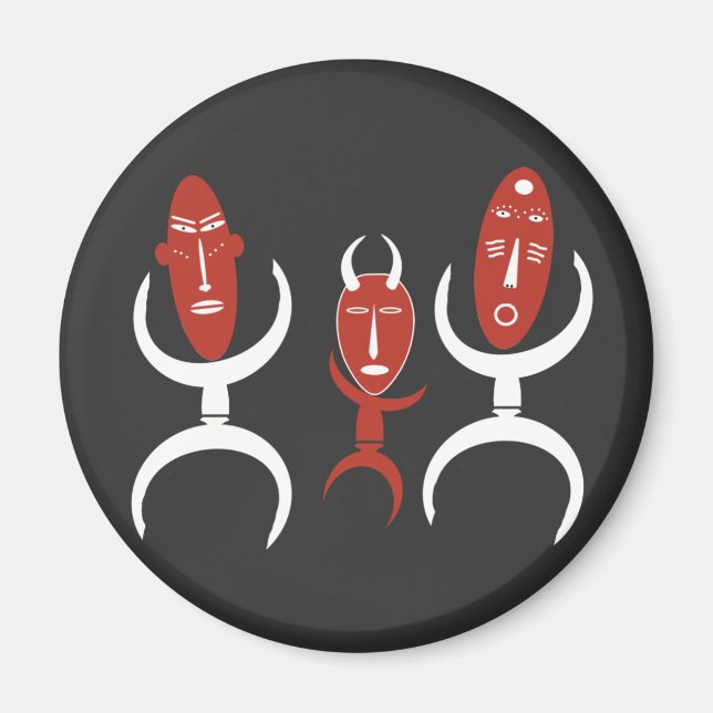Modern abstract African tribal dancing silhouette Magnet (Front)