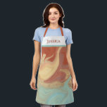 Modern Abstract Alcohol Ink Aqua & Gold Monogram Apron<br><div class="desc">This modern design features a modern abstract swirl of aqua,  burnt orange,  gold and clay alcohol inks. Personalize it with a name. Wear it for cooking or for crafting. Makes a great birthday or Mother's Day gift. Created by Simply Farmhouse Press.</div>