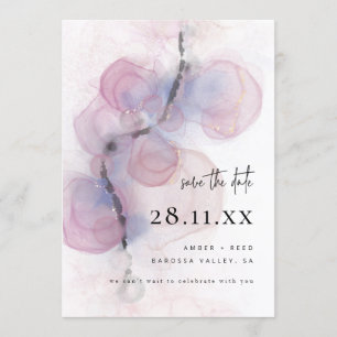 Modern Abstract Alcohol Ink Art Pink Save the Date Invitation