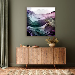 Modern abstract alcohol ink stretched canvas print