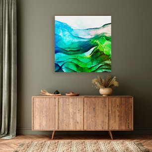 Modern abstract alcohol ink stretched canvas print