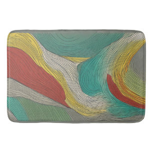 Modern, abstract and dynamic color lines bath mat