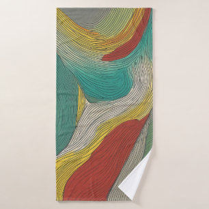Modern, abstract and dynamic colour lines bath towel