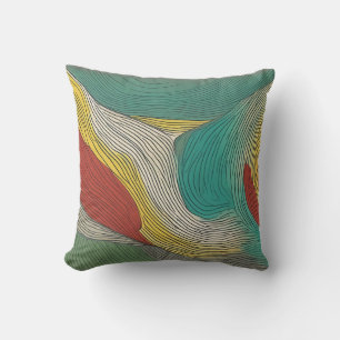 Modern, abstract and dynamic colour lines throw pillow
