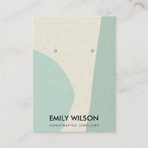 MODERN ABSTRACT AQUA BLUE ART EARRING DISPLAY BUSINESS CARD