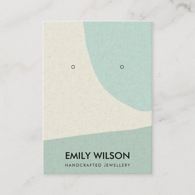 MODERN ABSTRACT AQUA BLUE ART EARRING DISPLAY BUSINESS CARD (Front)