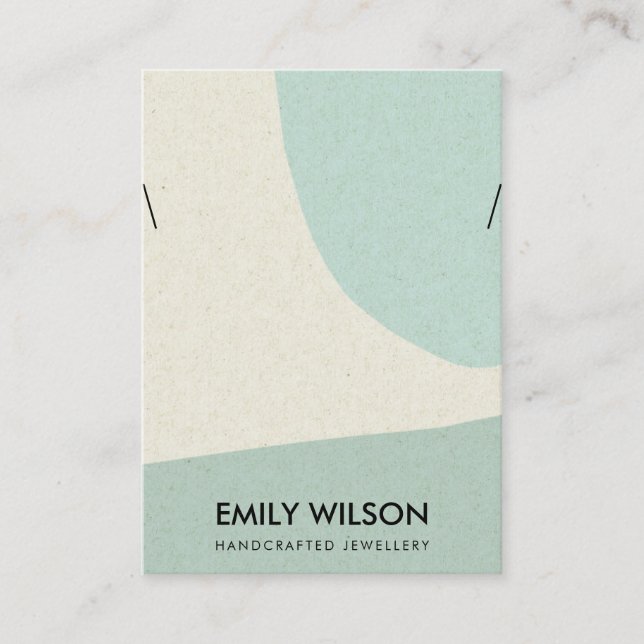 MODERN ABSTRACT AQUA BLUE ART NECKLACE DISPLAY BUSINESS CARD (Front)