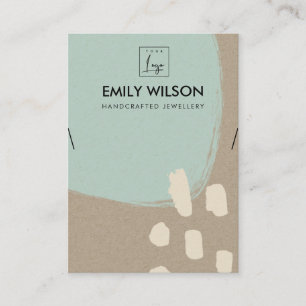 MODERN ABSTRACT AQUA BLUE KRAFT NECKLACE DISPLAY BUSINESS CARD