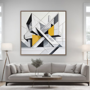 Modern Abstract Architectural Yellow Accents Canvas Print