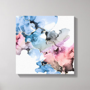 Modern Abstract Art Alcohol Inks blue pink gold Canvas Print