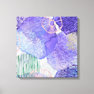 Modern abstract art blue and purple canvas print