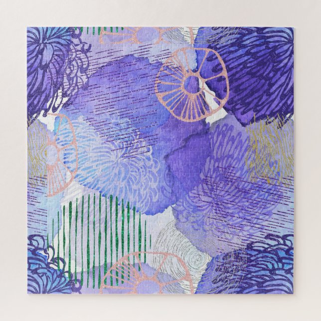Modern abstract art blue and purple jigsaw puzzle (Vertical)