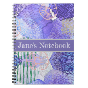 Modern abstract art blue and purple notebook