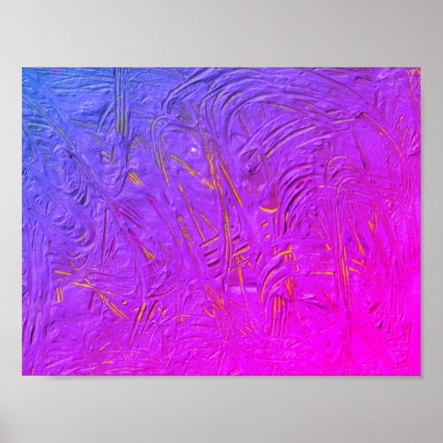 Modern Abstract Art Blue Red Purple Pink Yellow Poster (Front)