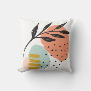 Modern Abstract Art Botanical Watercolor Throw Pillow