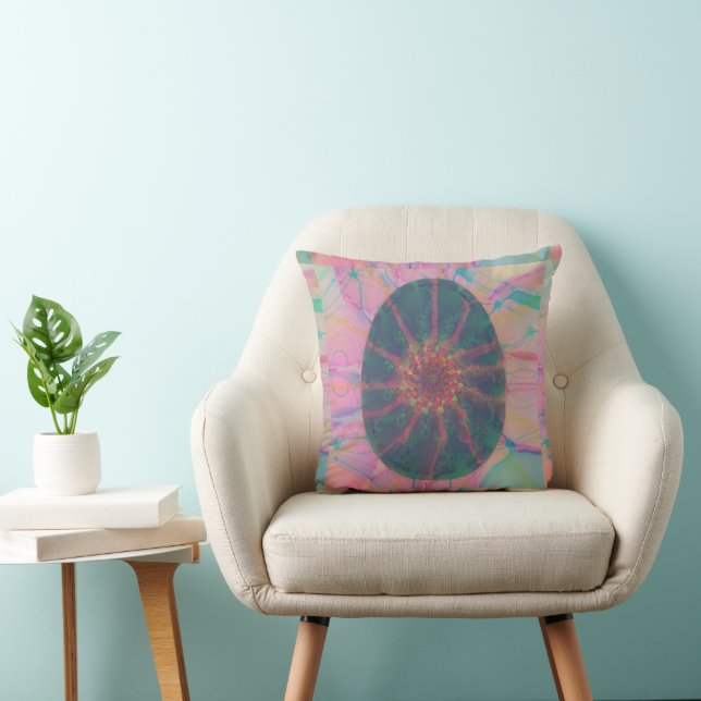 Modern Abstract Art Colourful Easter Egg Pink Rose Throw Pillow (Chair)