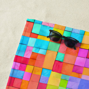 Modern Abstract Art Colourful NAME Teens Fun Beach Towel