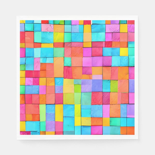 Modern Abstract Art Colourful Woven Watercolor  Napkin (Front)