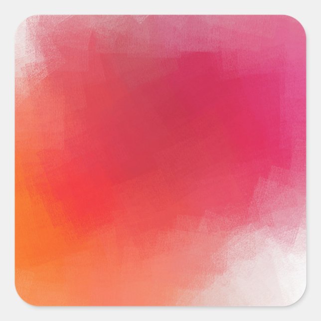 Modern Abstract Art Custom Pink Red Orange Square Sticker (Front)