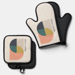 Modern Abstract Art Elegant Geometric Minimalist Oven Mitt & Pot Holder Set
