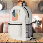 Modern Abstract Art Elegant Geometric Minimalist Printed Backpack<br><div class="desc">A minimalist modern abstract art design with an elegant geometric design in muted colours of coral pink,  mustard gold yellow,  teal green,  navy blue and natural soft taupe grey. The perfect accessory or gift.</div>