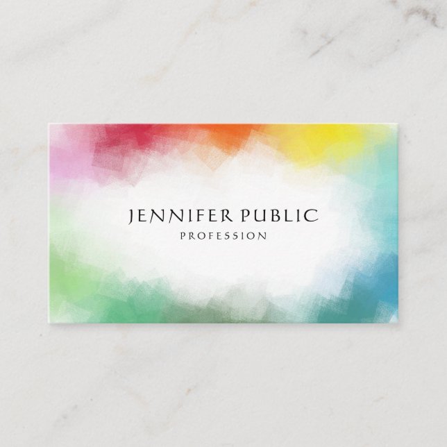 Modern Abstract Art Elegant Personalized Template Business Card (Front)