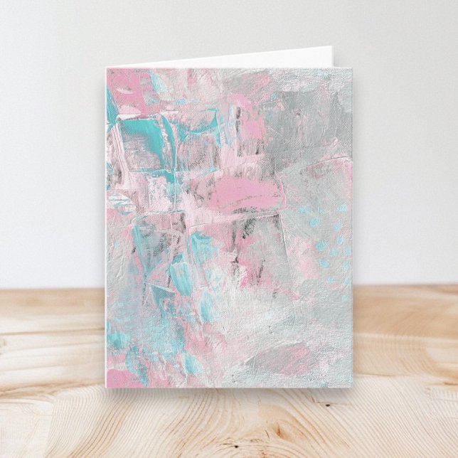 Modern Abstract Art Folded Blank Note Card Pink (All Occasion Blank Note Cards by artist © Cathy Thompson. Perfect to have on hand for a quick hello.)