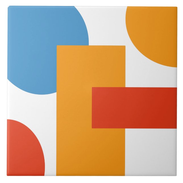 Modern Abstract Art Geometric Shapes Tile (Front)