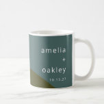 Modern Abstract Art Green Sage Teal Custom Wedding Coffee Mug<br><div class="desc">Modern Abstract Art Shapes Sage Teal Unique Custom Wedding Coffee Mug</div>