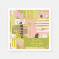 Modern Abstract Art Lime Green Cute Baby Shower 