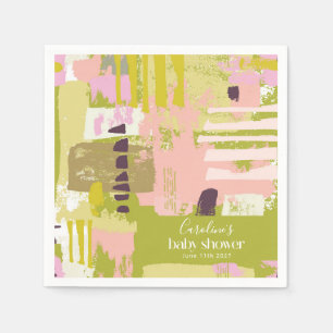 Modern Abstract Art Lime Green Cute Baby Shower  Napkin