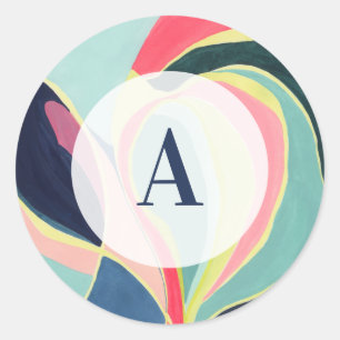Modern Abstract Art Monogram Initial Sticker