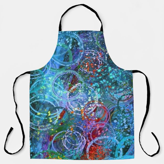 Modern Abstract Art paint flicks and splatters Apron (Front)