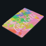 Modern Abstract Art Painting Personalized Name iPad Pro Cover<br><div class="desc">Fun and cheerful abstract painting in a vibrant and playful rainbow of colour,  personalized with your name.</div>