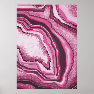 Modern Abstract Art Pink Agate Geode Gemstone Poster