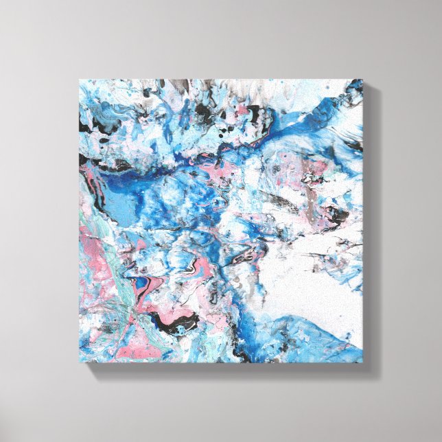 Modern Abstract Art Pink Blue White Trendy Canvas Print (Front)