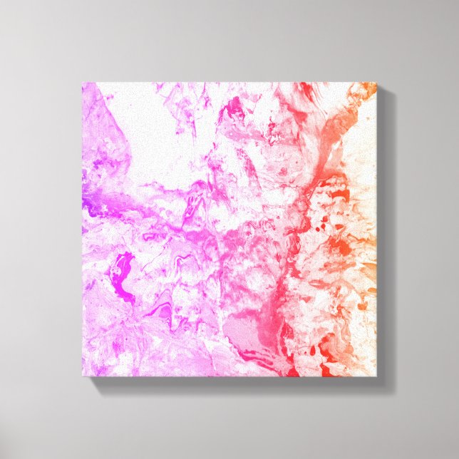 Modern Abstract Art Pink Purple Orange Yellow Canvas Print (Front)
