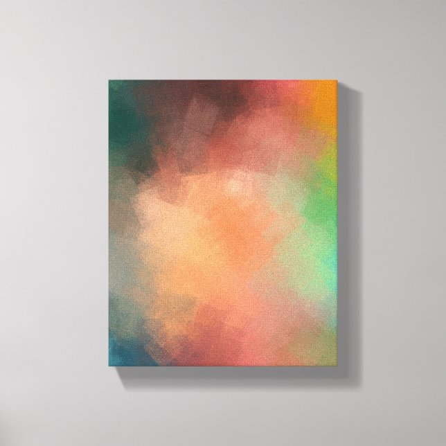 Modern Abstract Art Red Blue Green Black Colourful Canvas Print (Front)