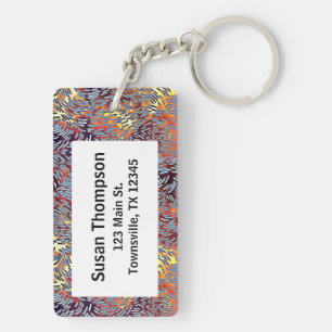 Modern Abstract Art Red Yellow Black Keychain